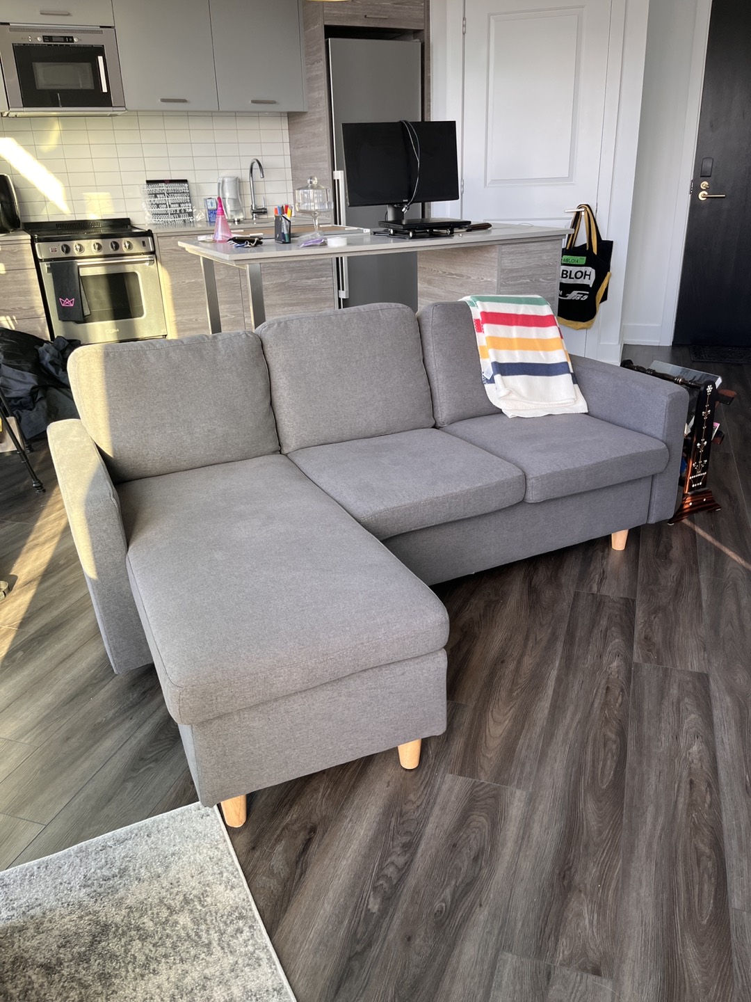 Small L Sectional Couch - Mid Grey - photo 2