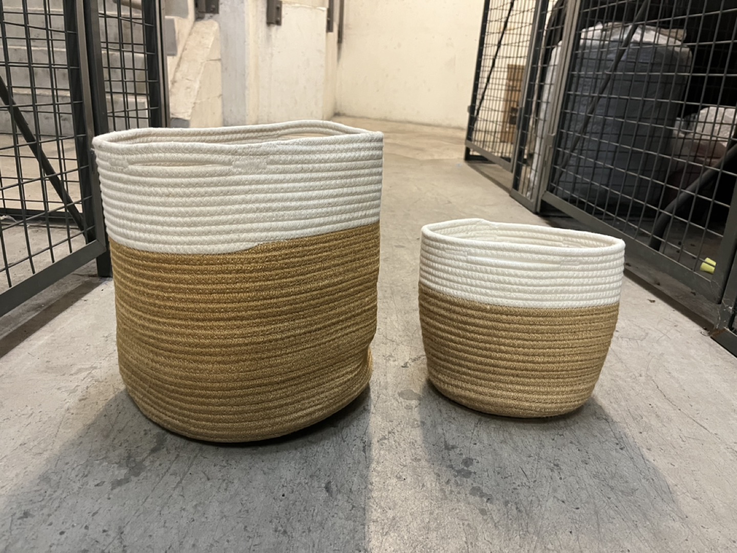 Two woven planters