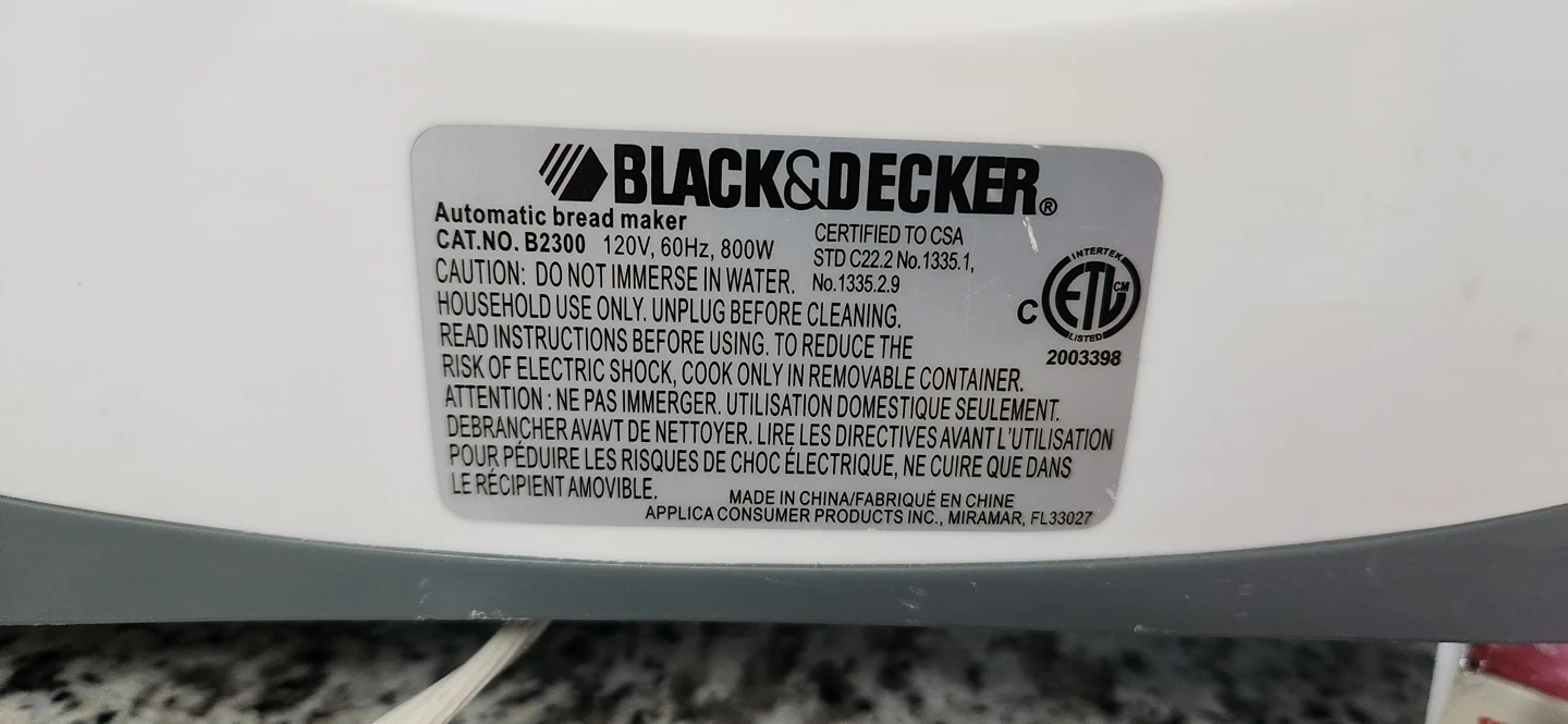 Bread making machine Black & decker image indicator(3)