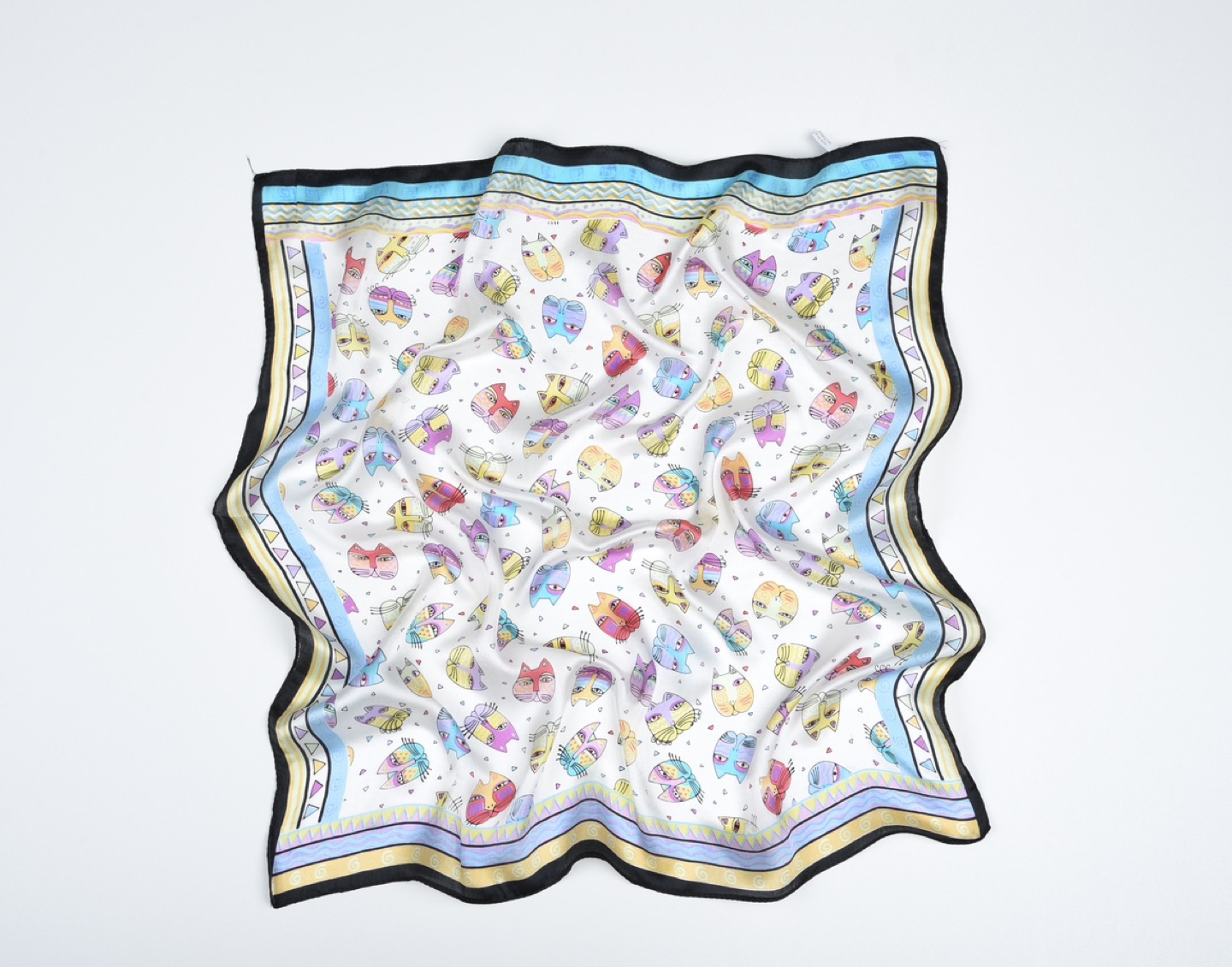 100% Silk women’s scarf - cats- Brand new thumbnail