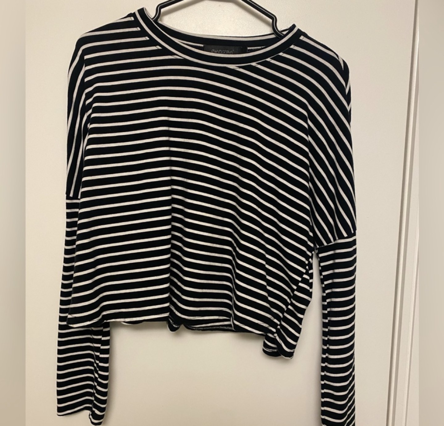 Black and White lining full sleeves crop tee / free drop off