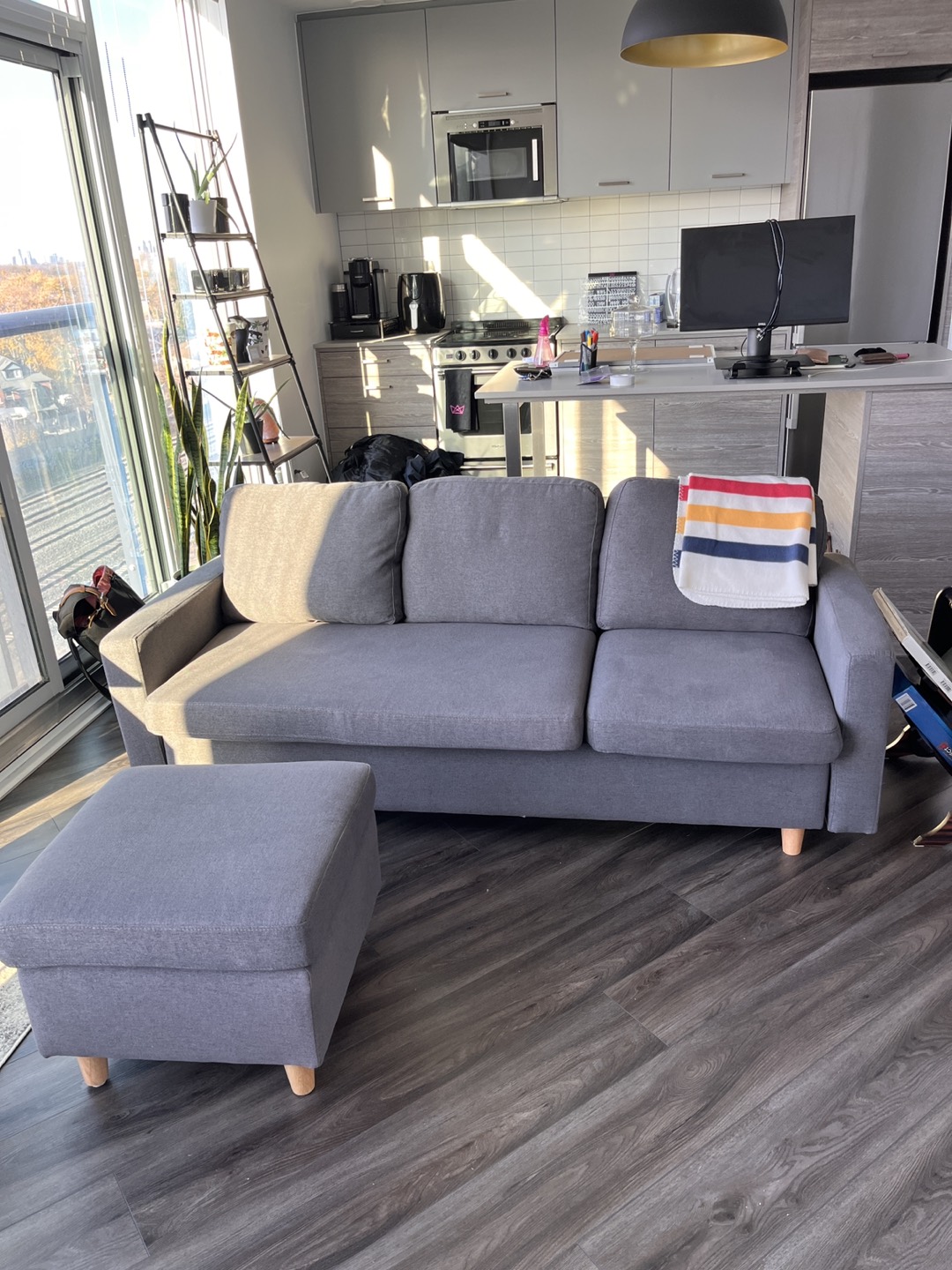 Small L Sectional Couch - Mid Grey - photo 5