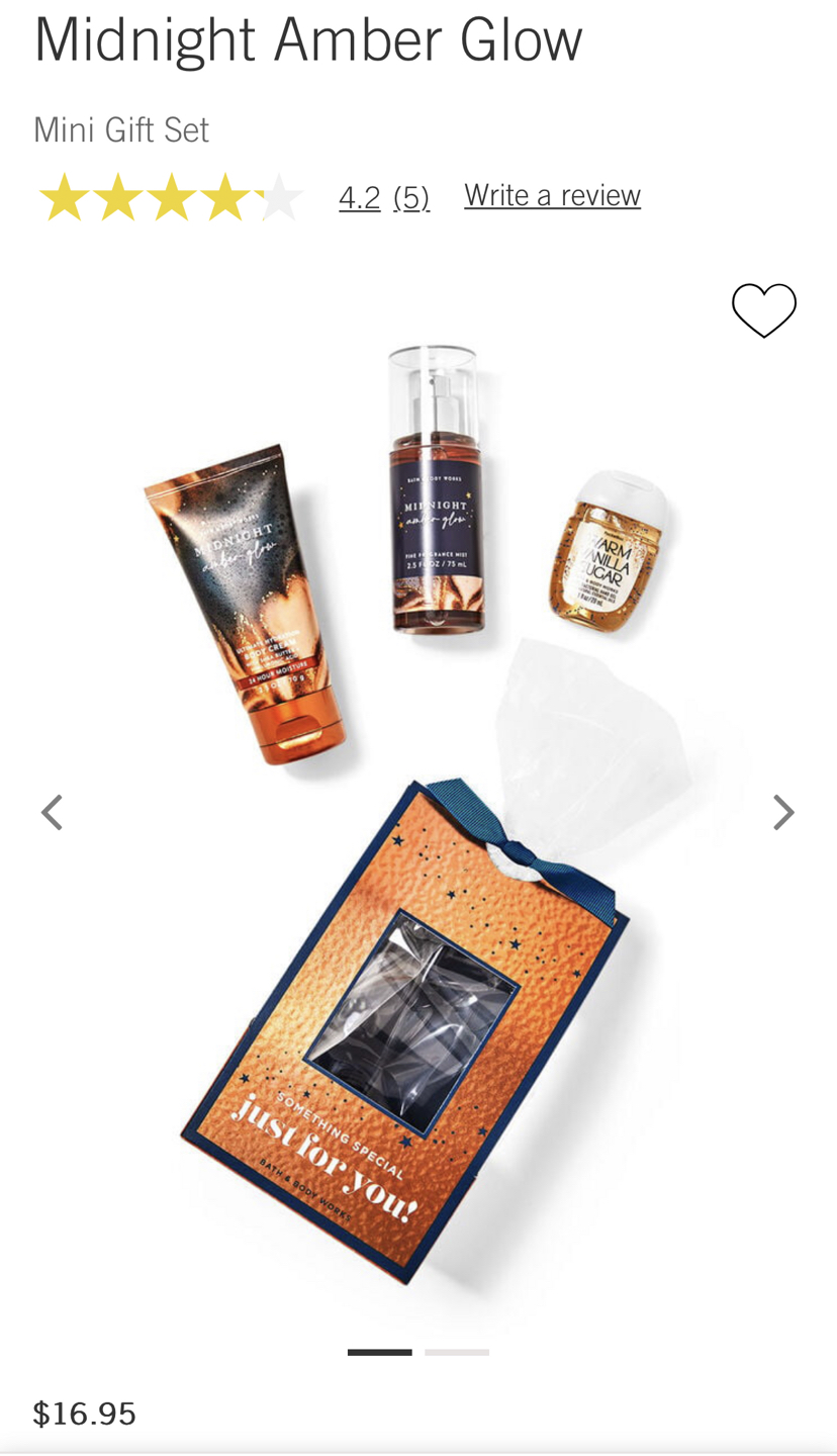 Bath&Body Works midnight amber glow gift set