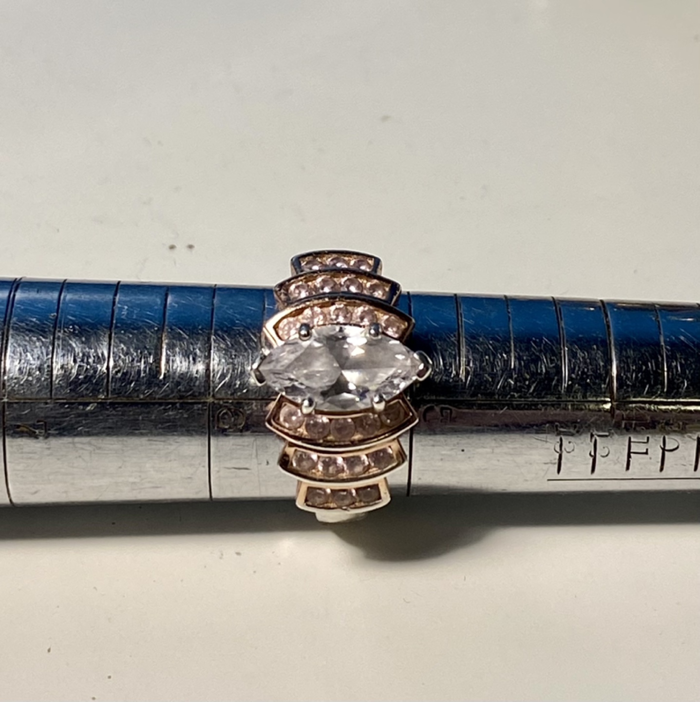 Sterling silver 925 with rose 🌹 gold and pink & white CZ ring thumbnail