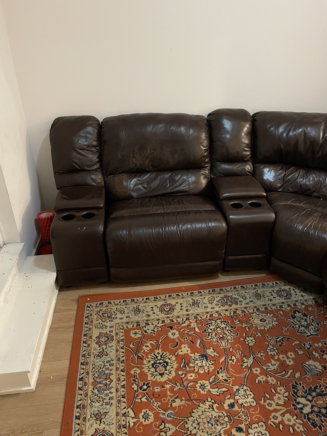Brown leather recliner couch - photo 2