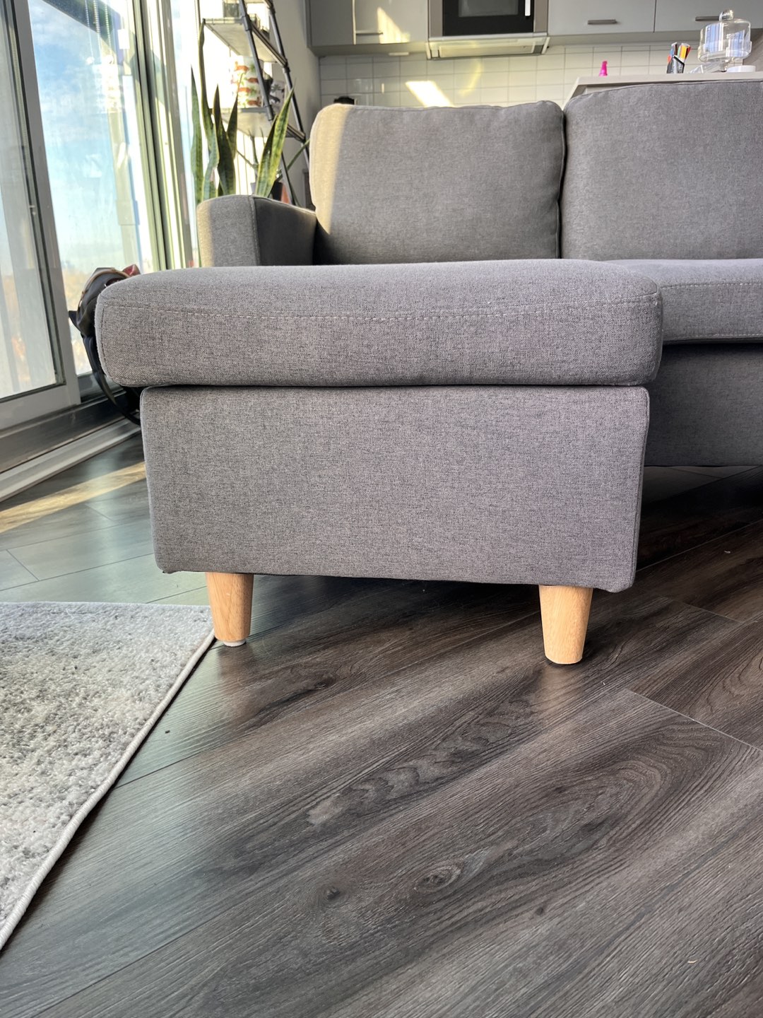 Small L Sectional Couch - Mid Grey - photo 3