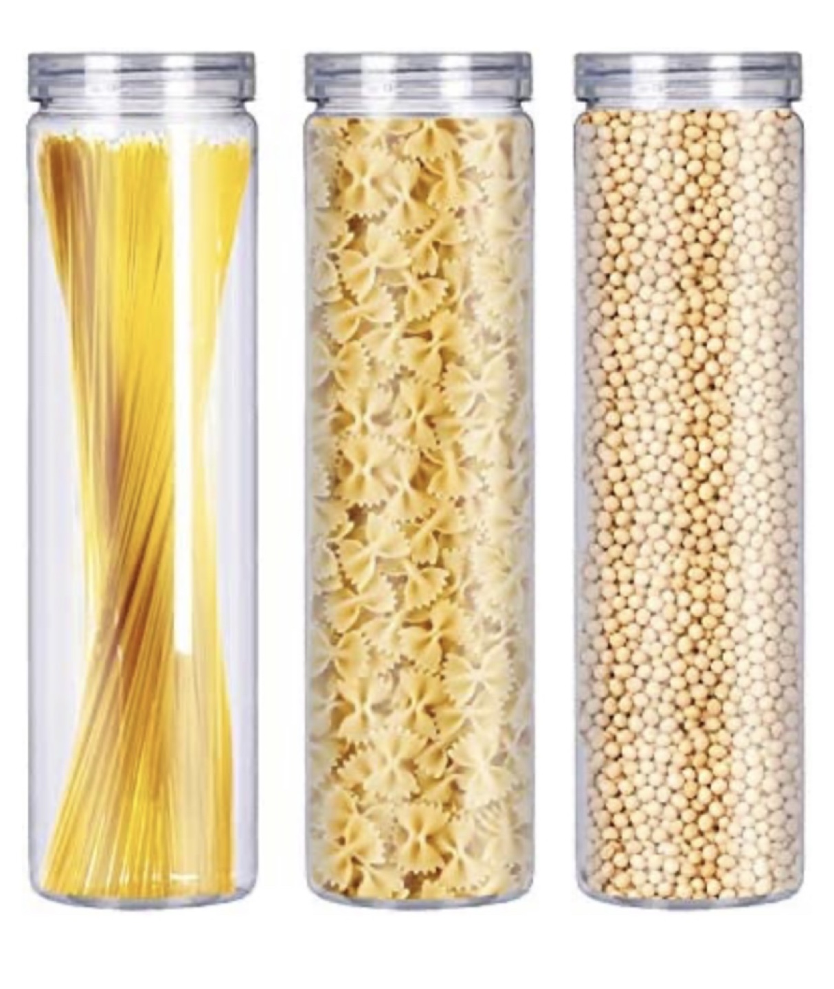 Set of 3Pcs Clear Plastic Food Storage Jar with Lid