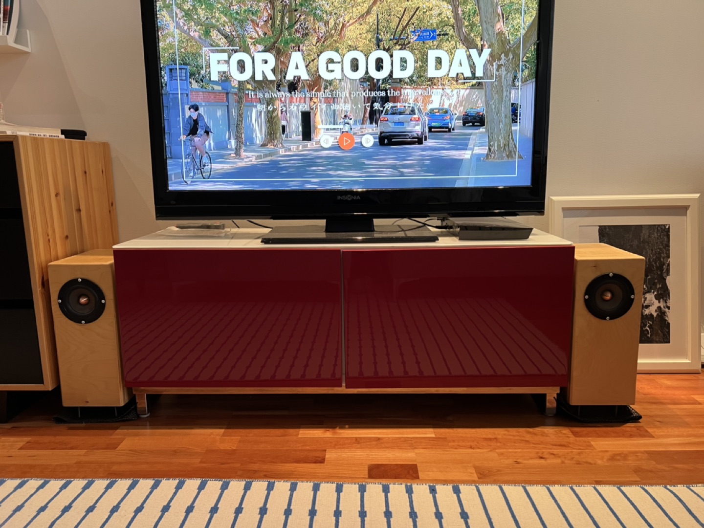 IKEA red glossy TV bench - photo 4
