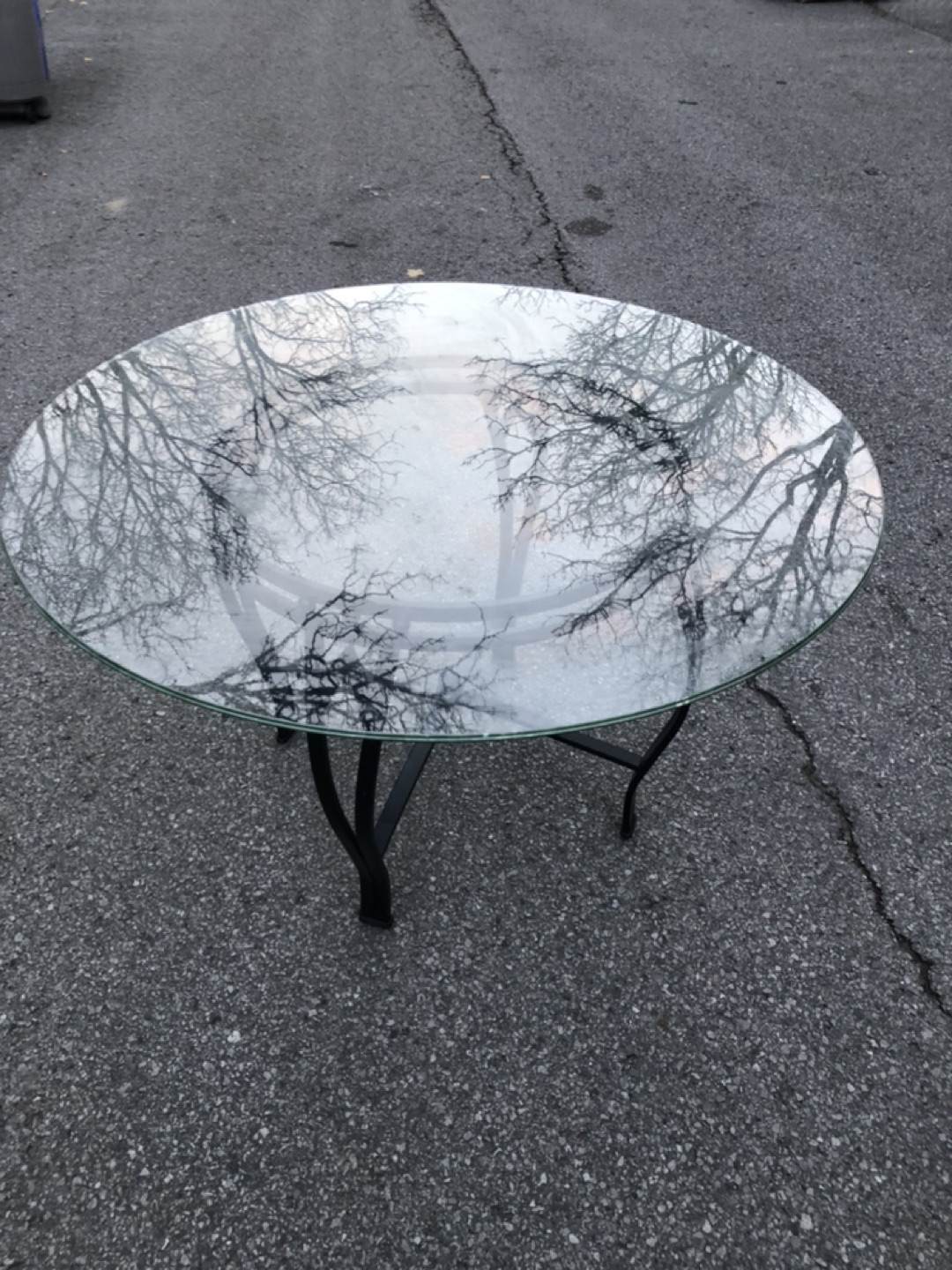 Glass iron table with chairs.