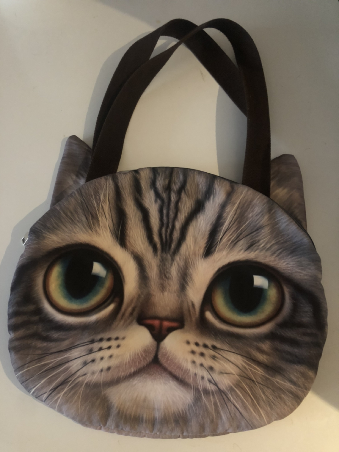 Big eyes kitty handbag, cotton.