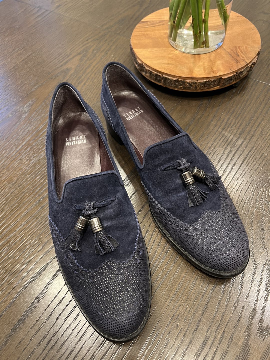 Stuart Weitzman navy suede loafers (Size 9) - photo 2