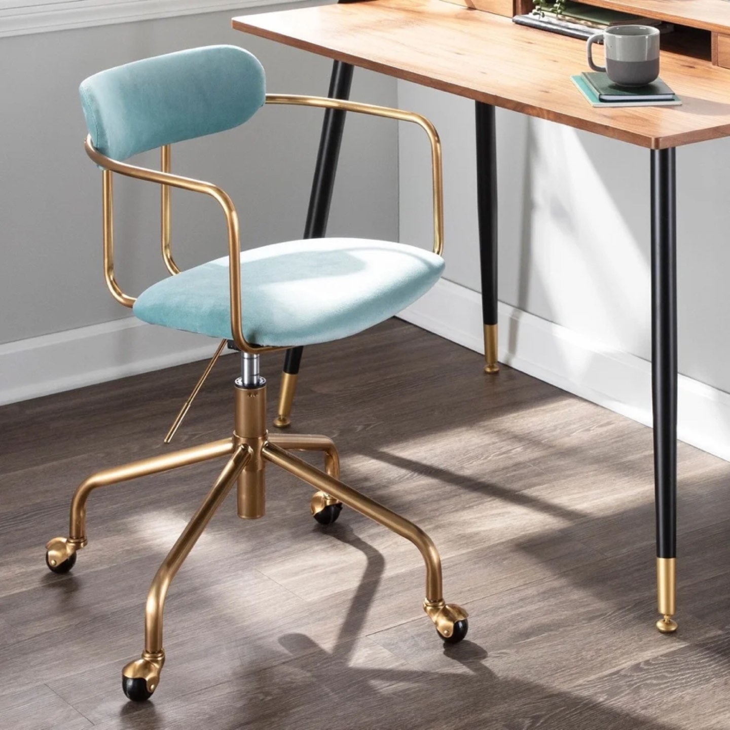 Light blue velvet task chair