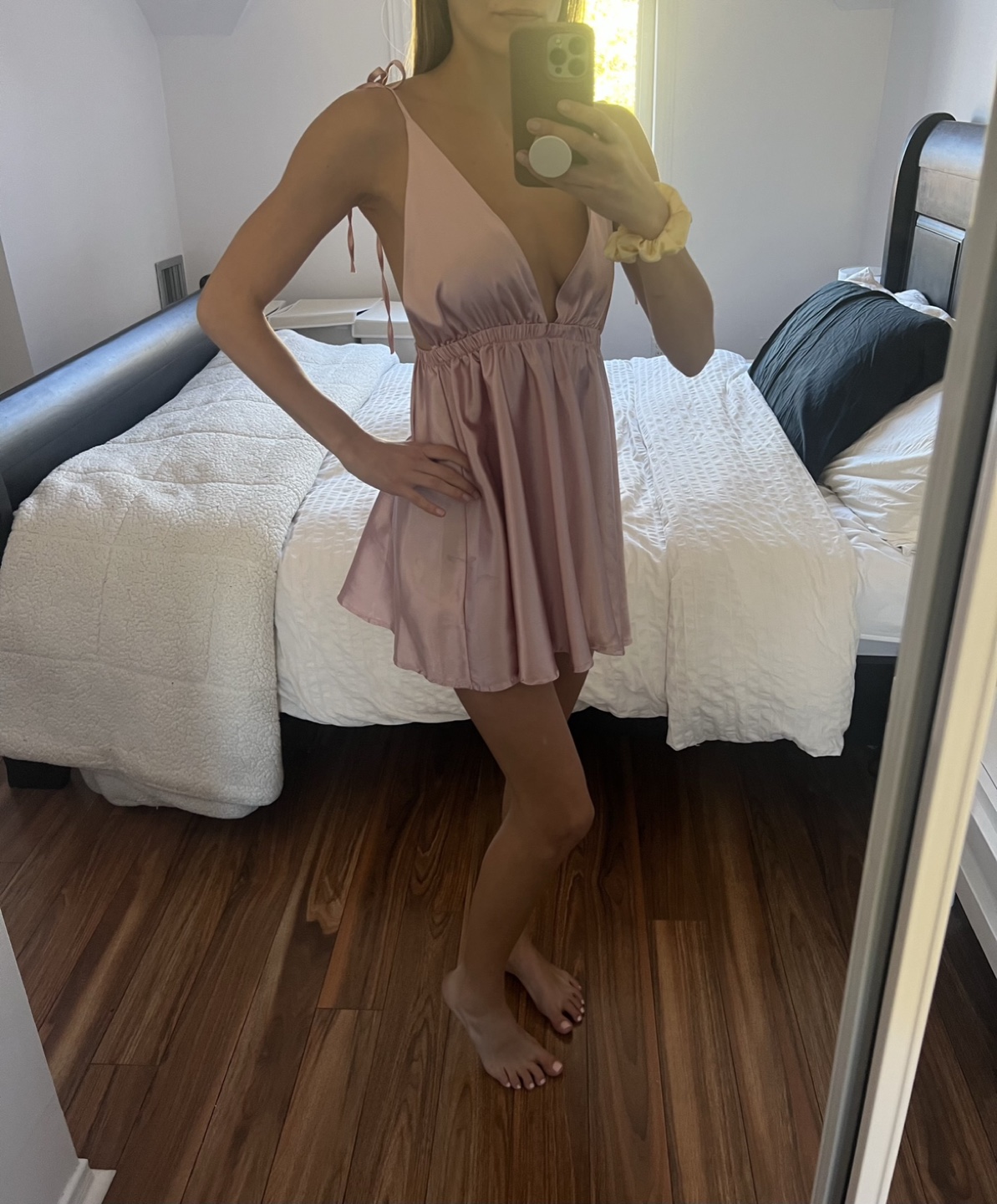 Light pink silky dress