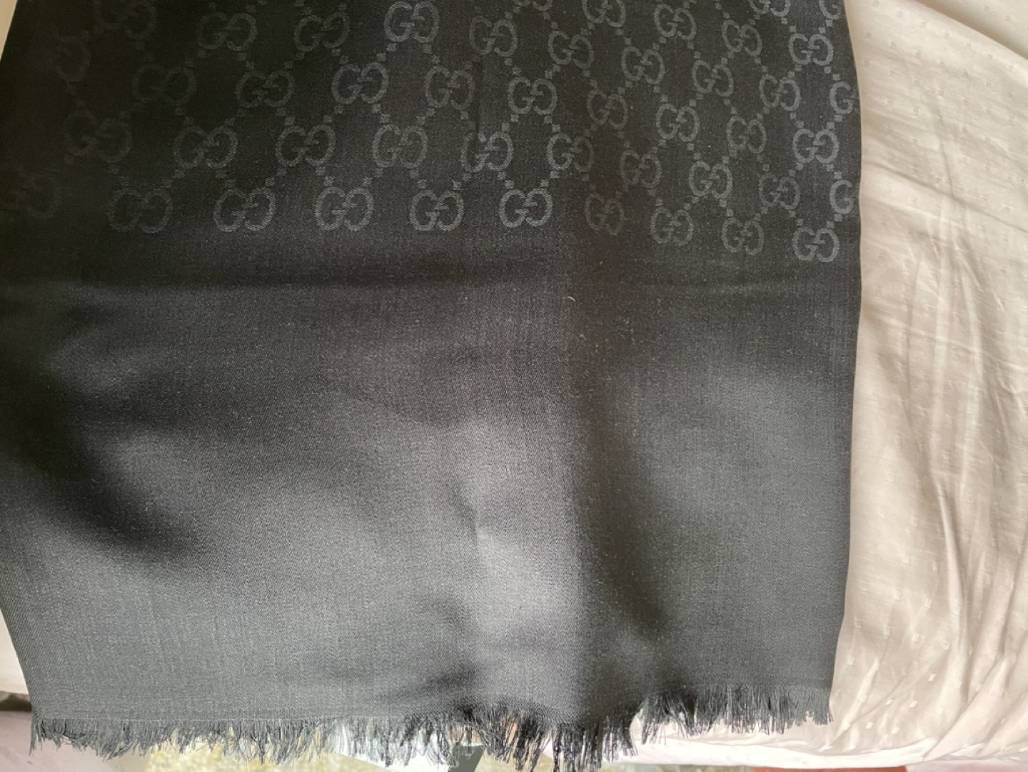 Gucci logo black scarf image indicator(3)