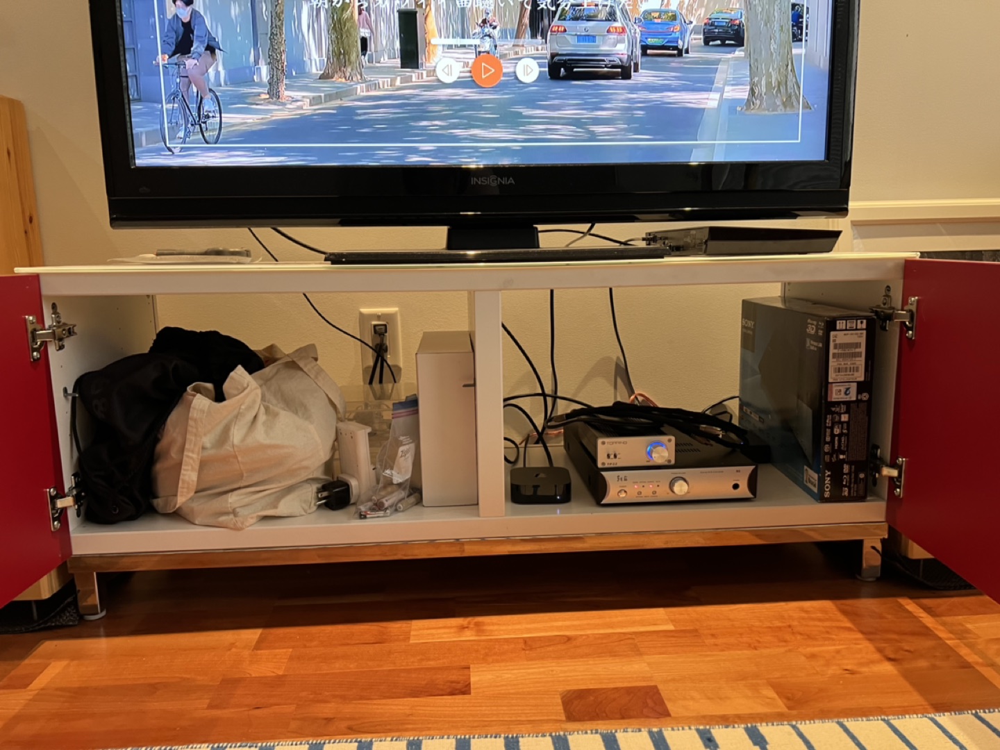 IKEA red glossy TV bench - photo 5