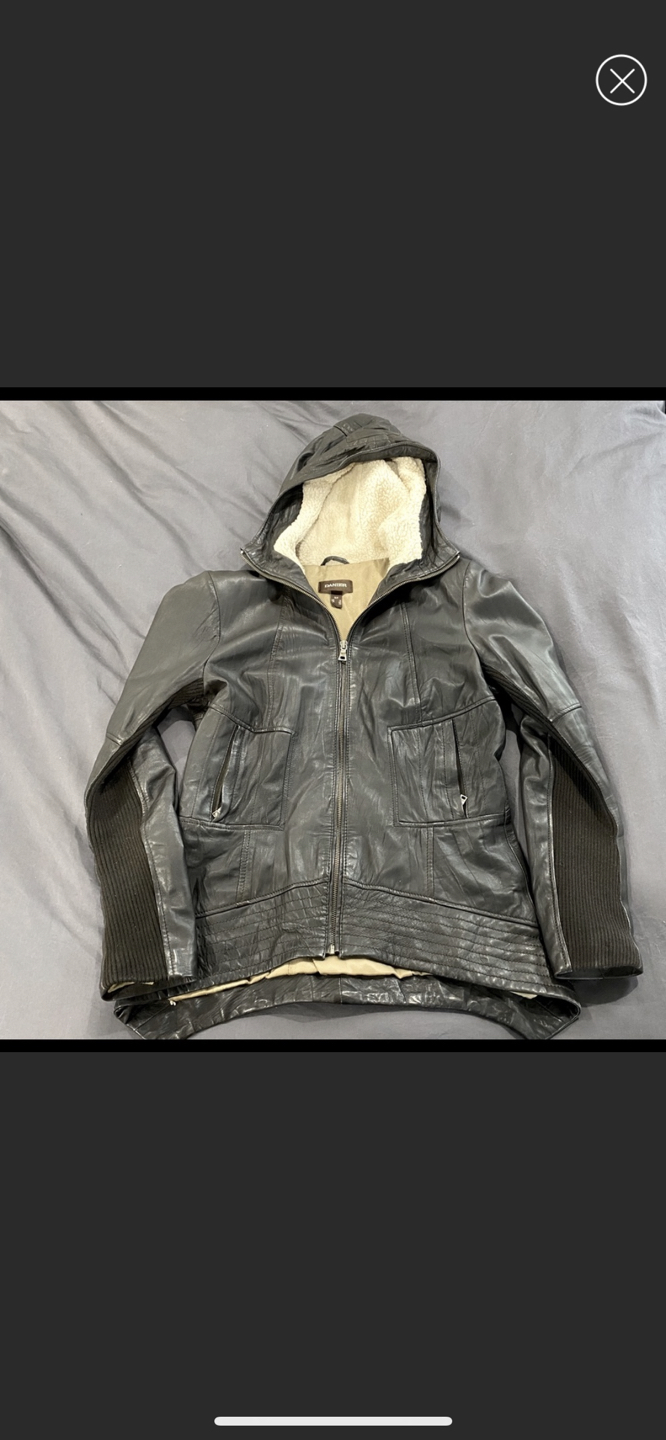 Danier Leather Black Hooded Jacket - photo 2