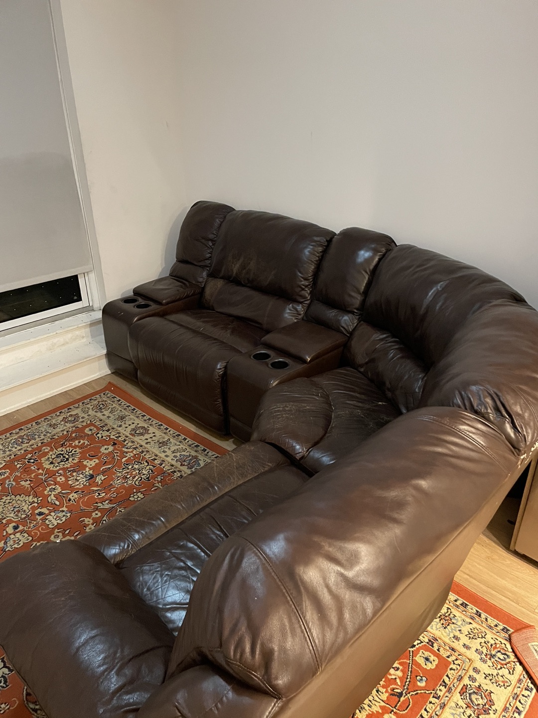 Brown leather recliner couch - photo 3