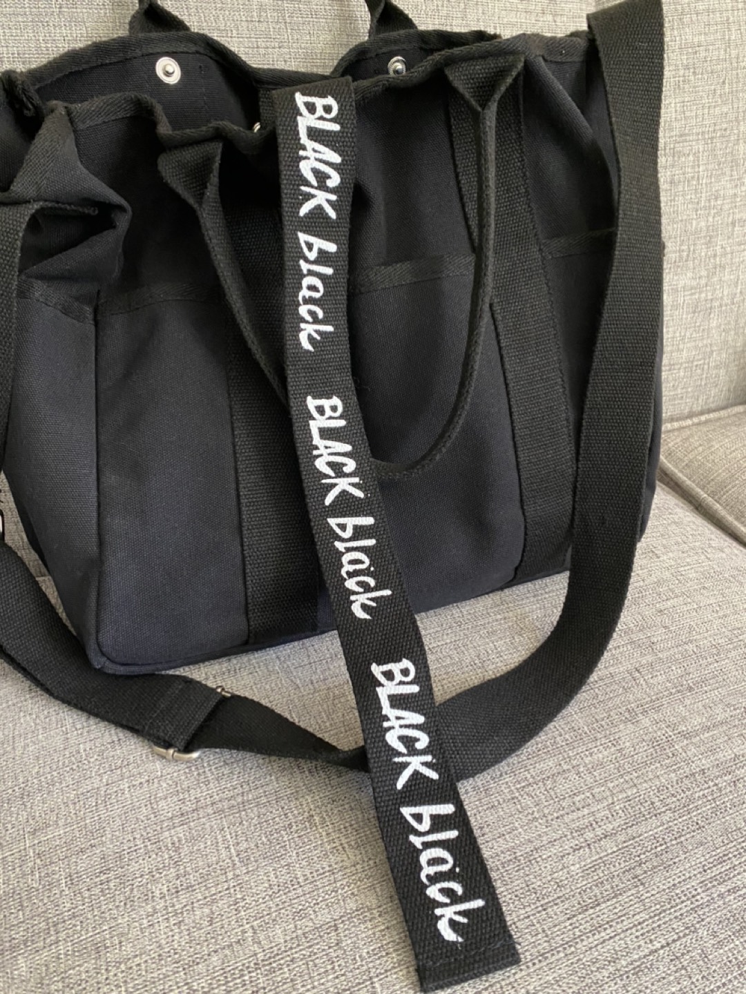 black canvas tote/shoulder bag image indicator(3)