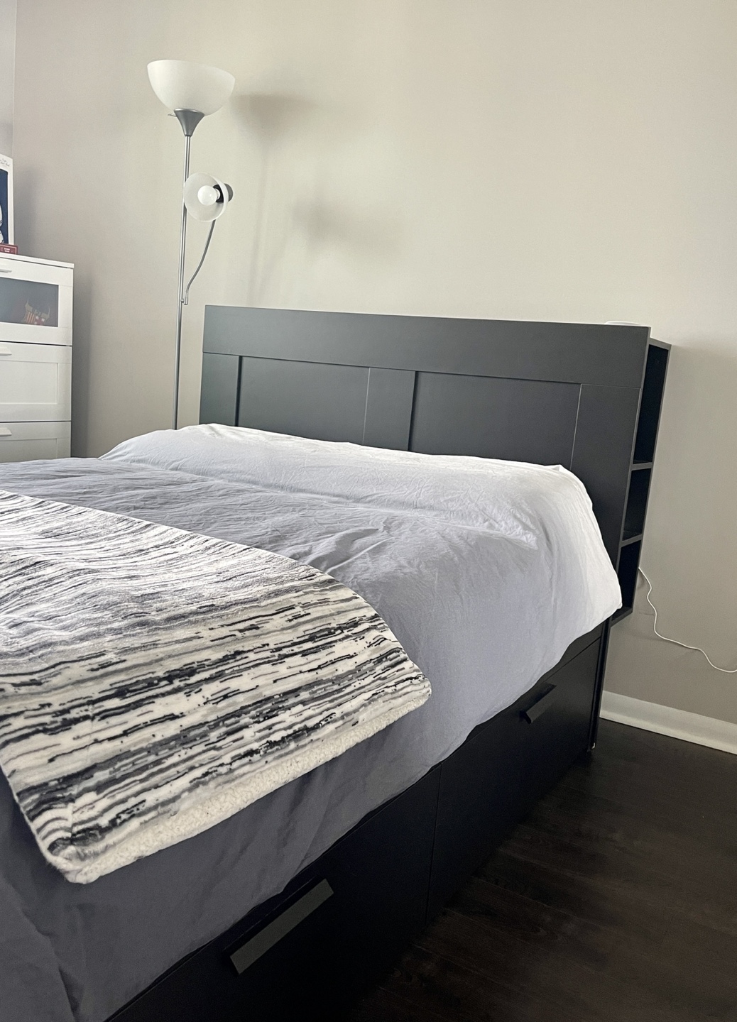 BLACK BRIMNES Headboard + Bed frame with storage Ikea