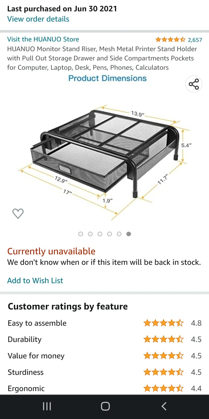 Monitor stand with drawer