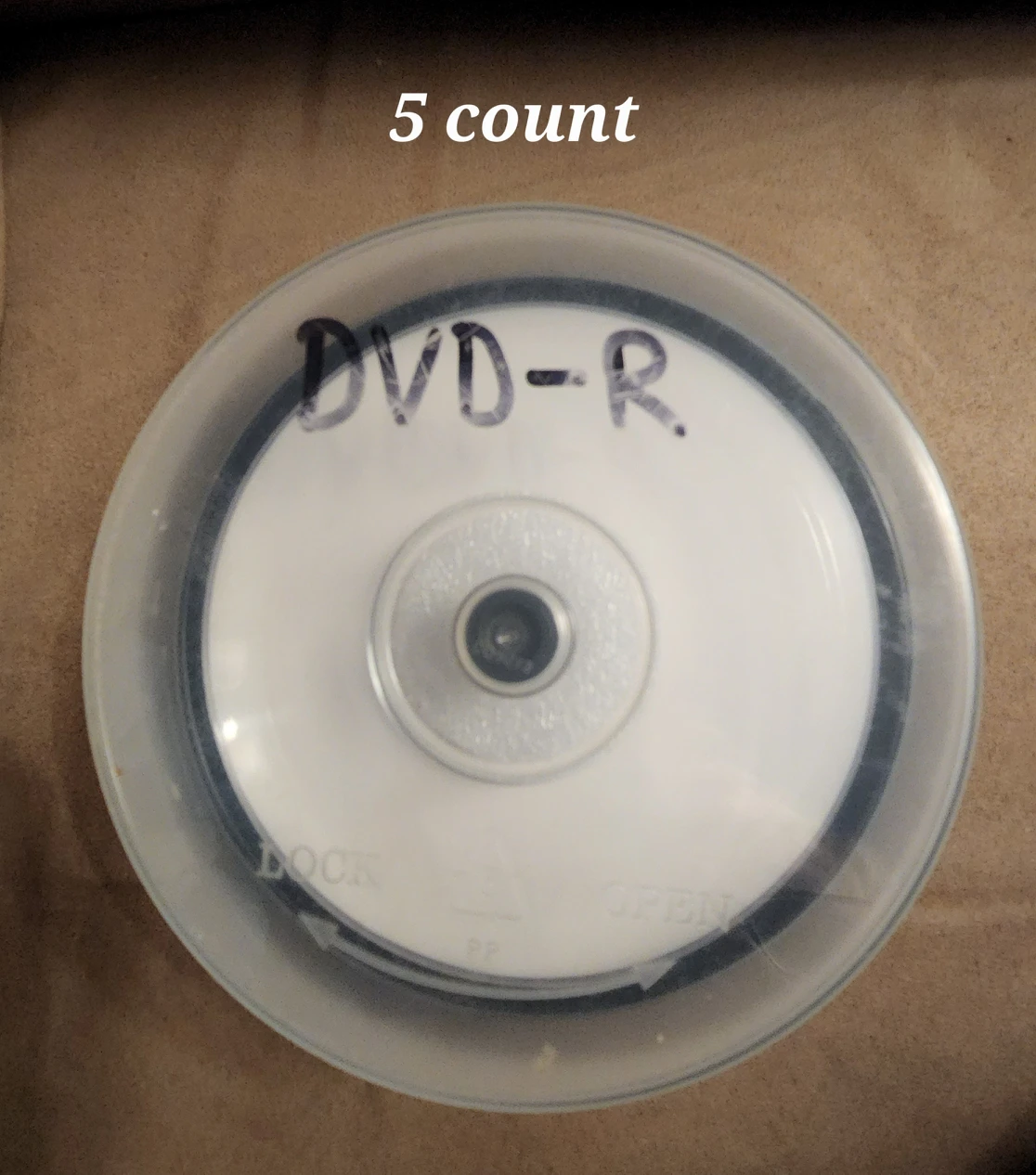 DVD and CDs (blank) for transferring media image indicator(5)
