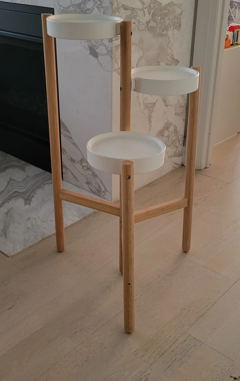 IKEA Plant Stand SATSUMAS White & Bamboo