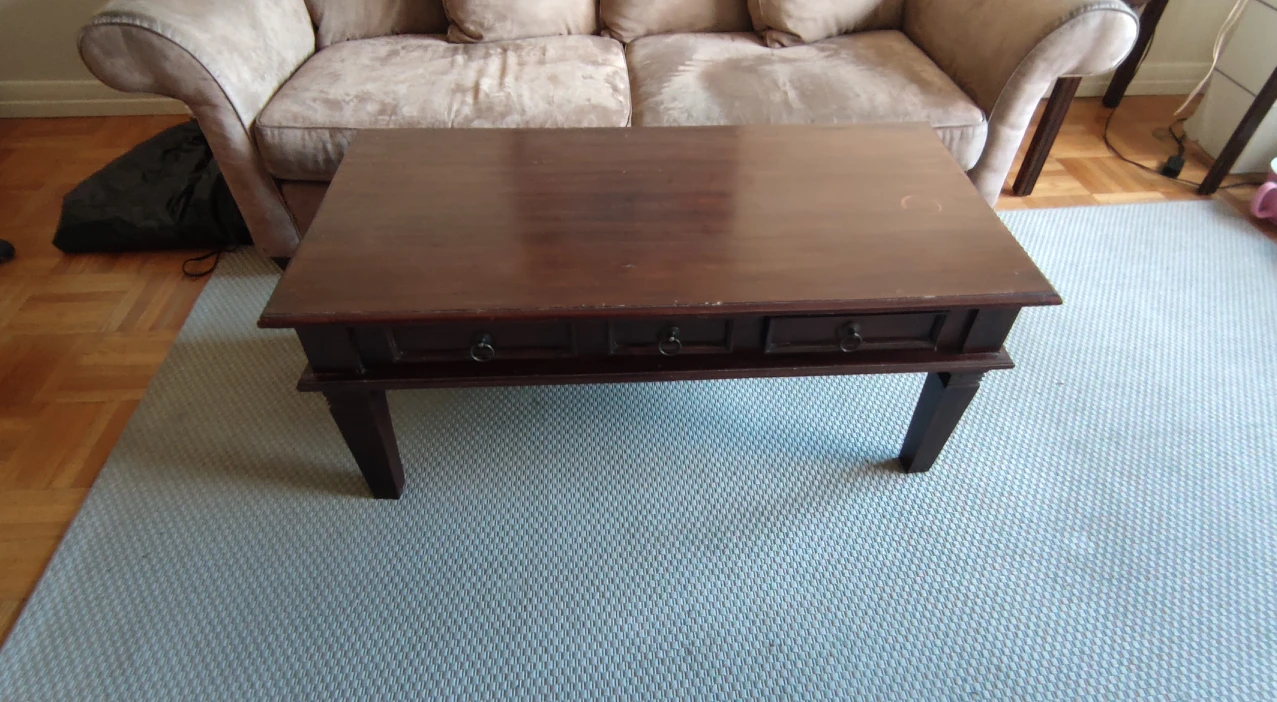 MUST BE PICKED UP ASAP!!! Indonesian dark wood coffee table. thumbnail