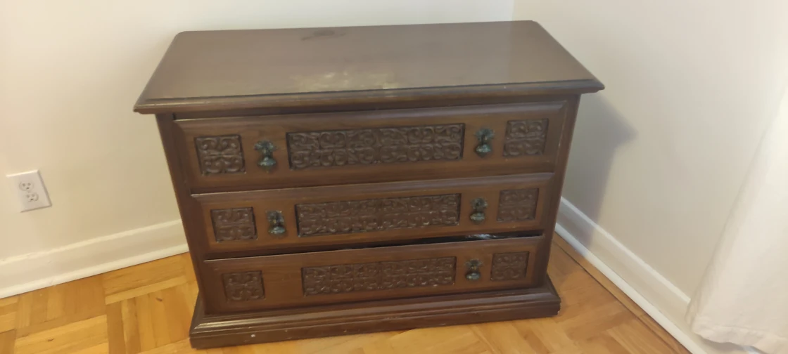 VINTAGE solid oak 1960's dresser. thumbnail