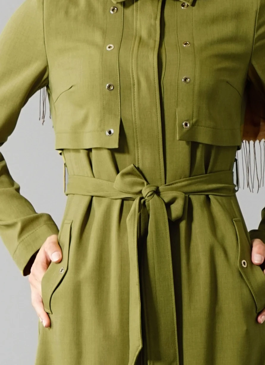 Green Dress/Trench coat - photo 3