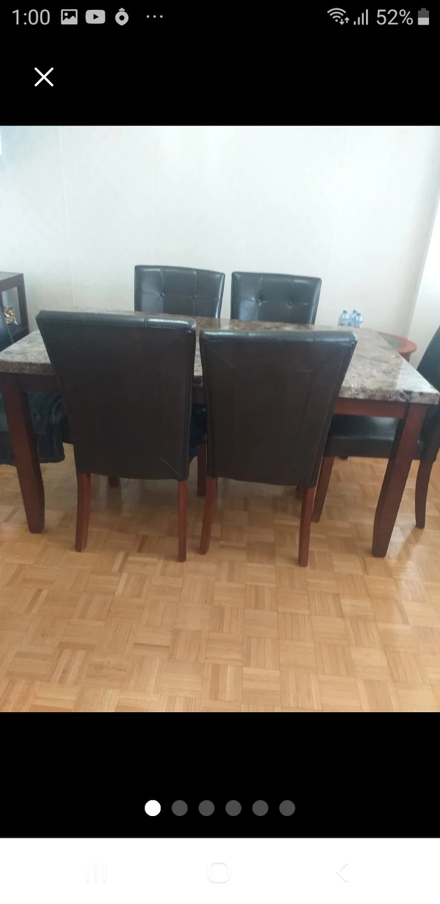 Marble style dinning table, $200.No chairs image indicator(5)