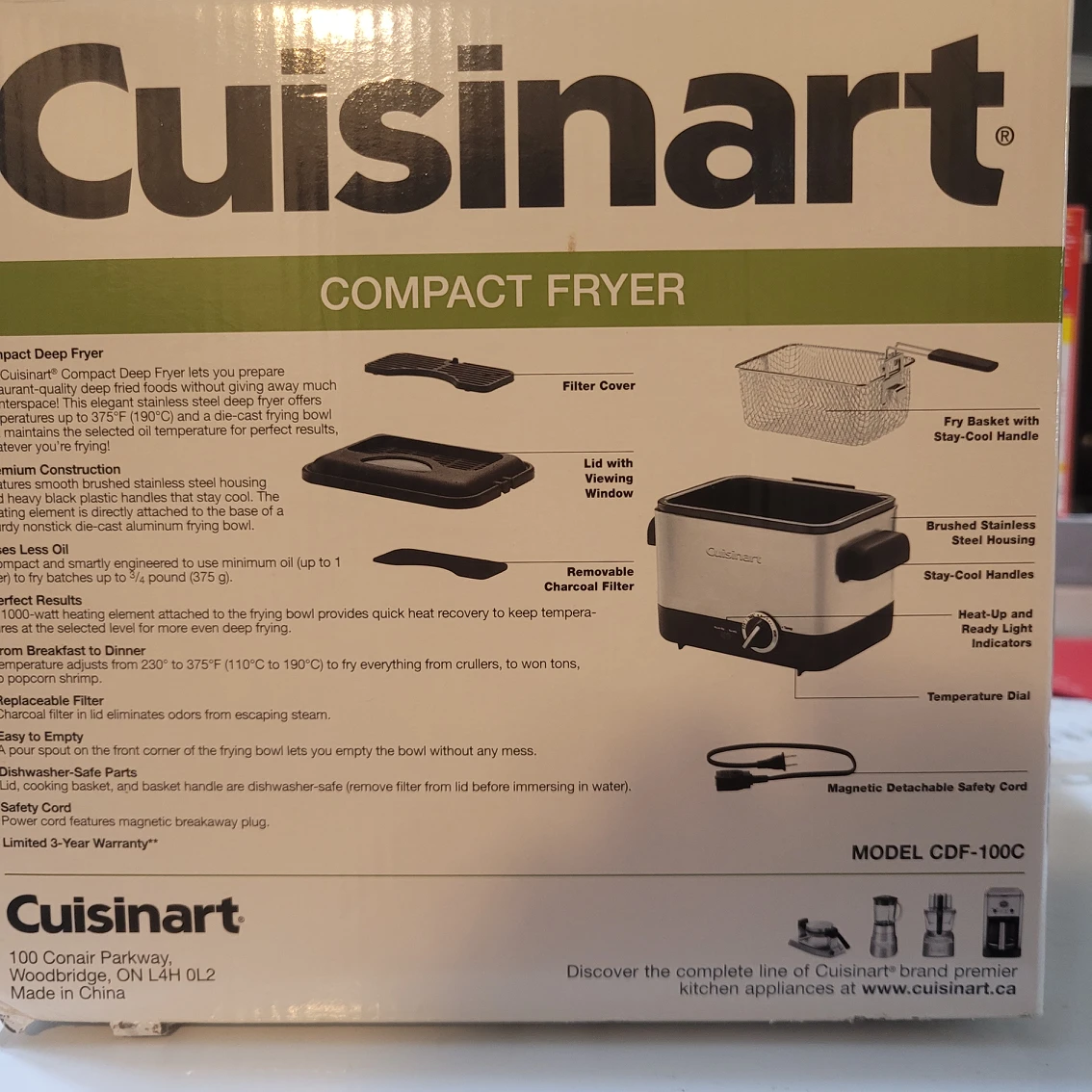 CUISINART deep fryer - bonus brand new red teapot - photo 2