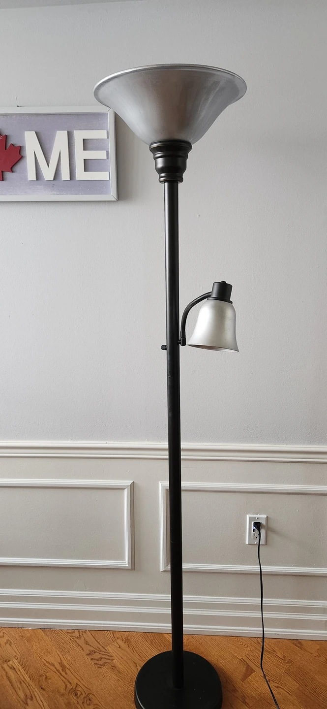 Floor lamp with grey marble glass shade and reading lamp image indicator(2)