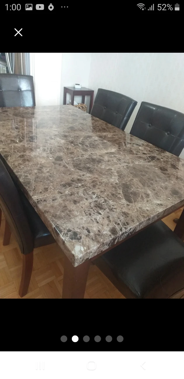 Marble style dinning table, $200.No chairs image indicator(3)