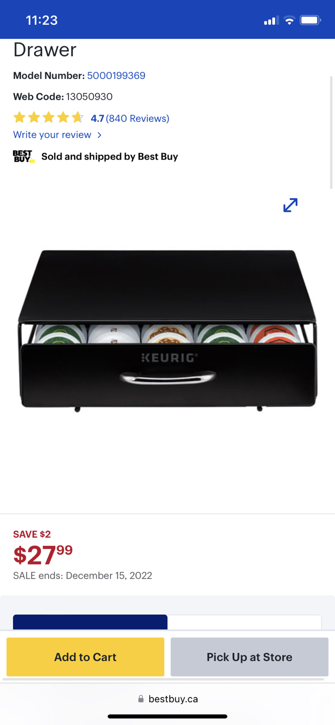 Keurig Rolling Coffee Pod Storage Drawer