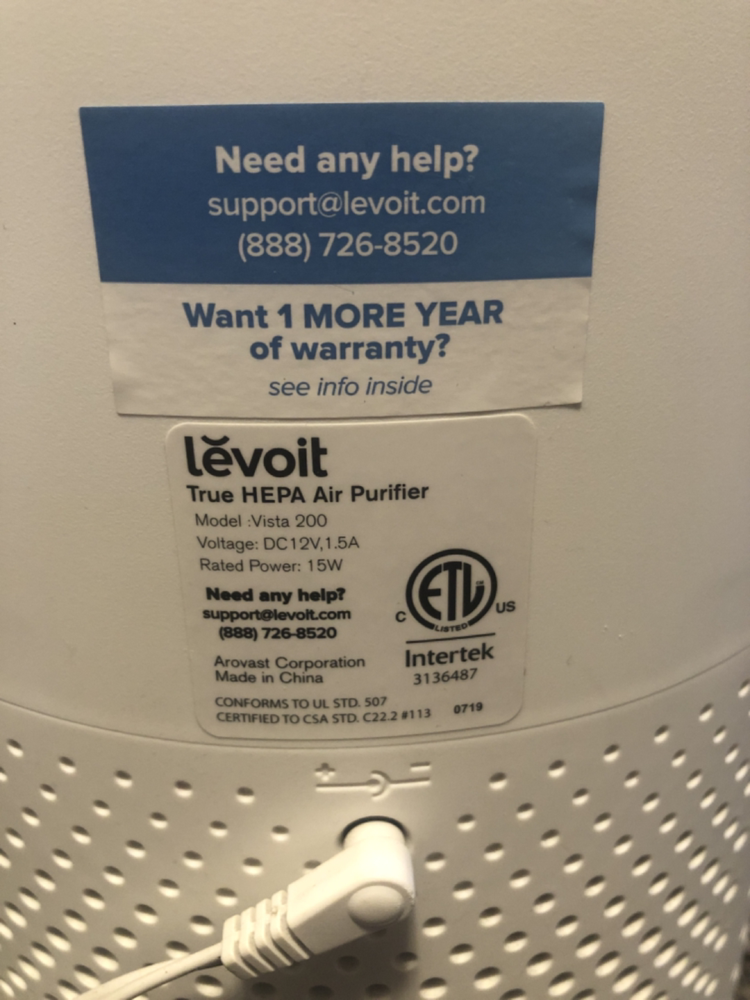 Levoit Air Purifier w/ New Filter - photo 5