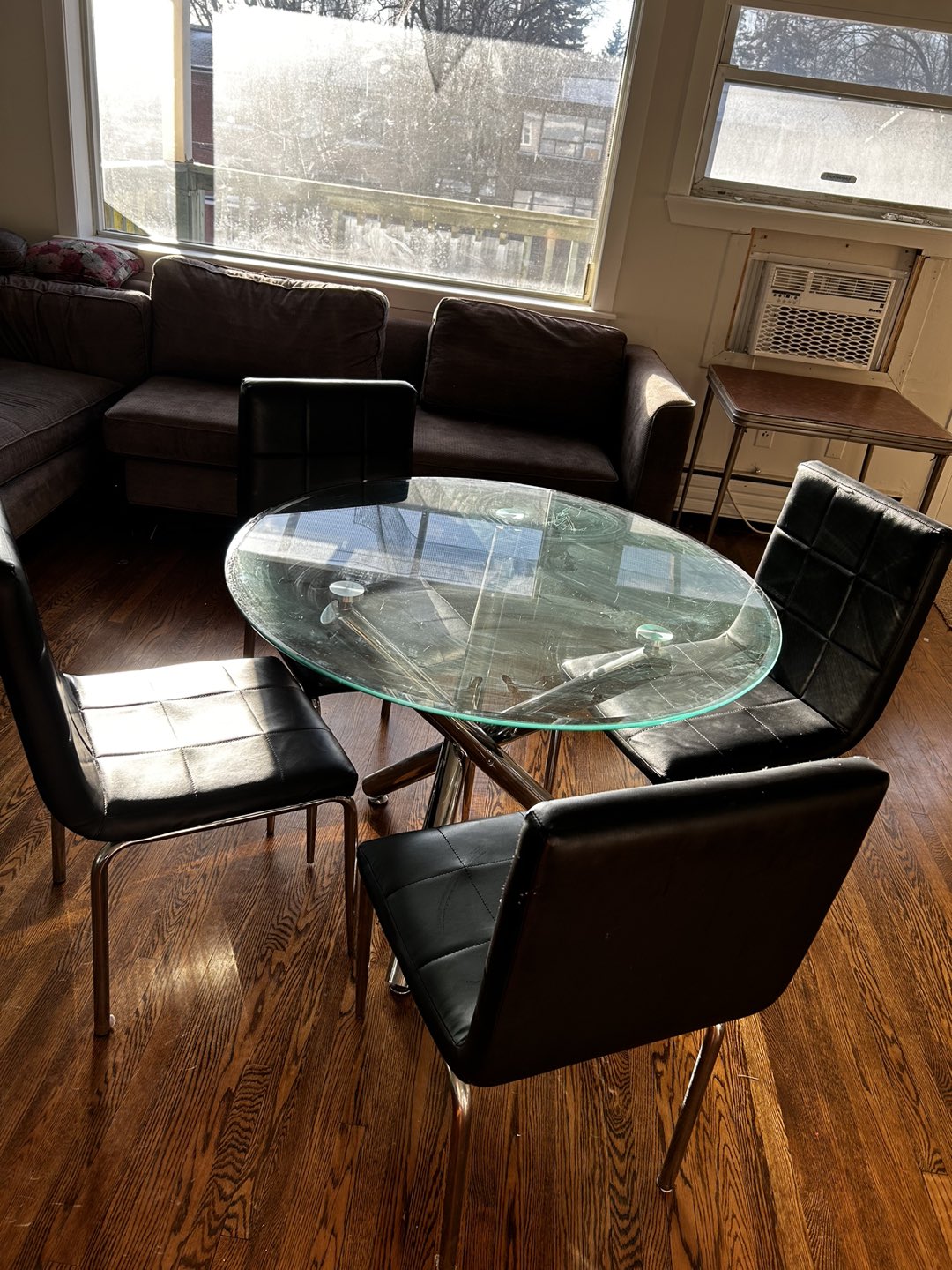 Glass table and 4 chairs