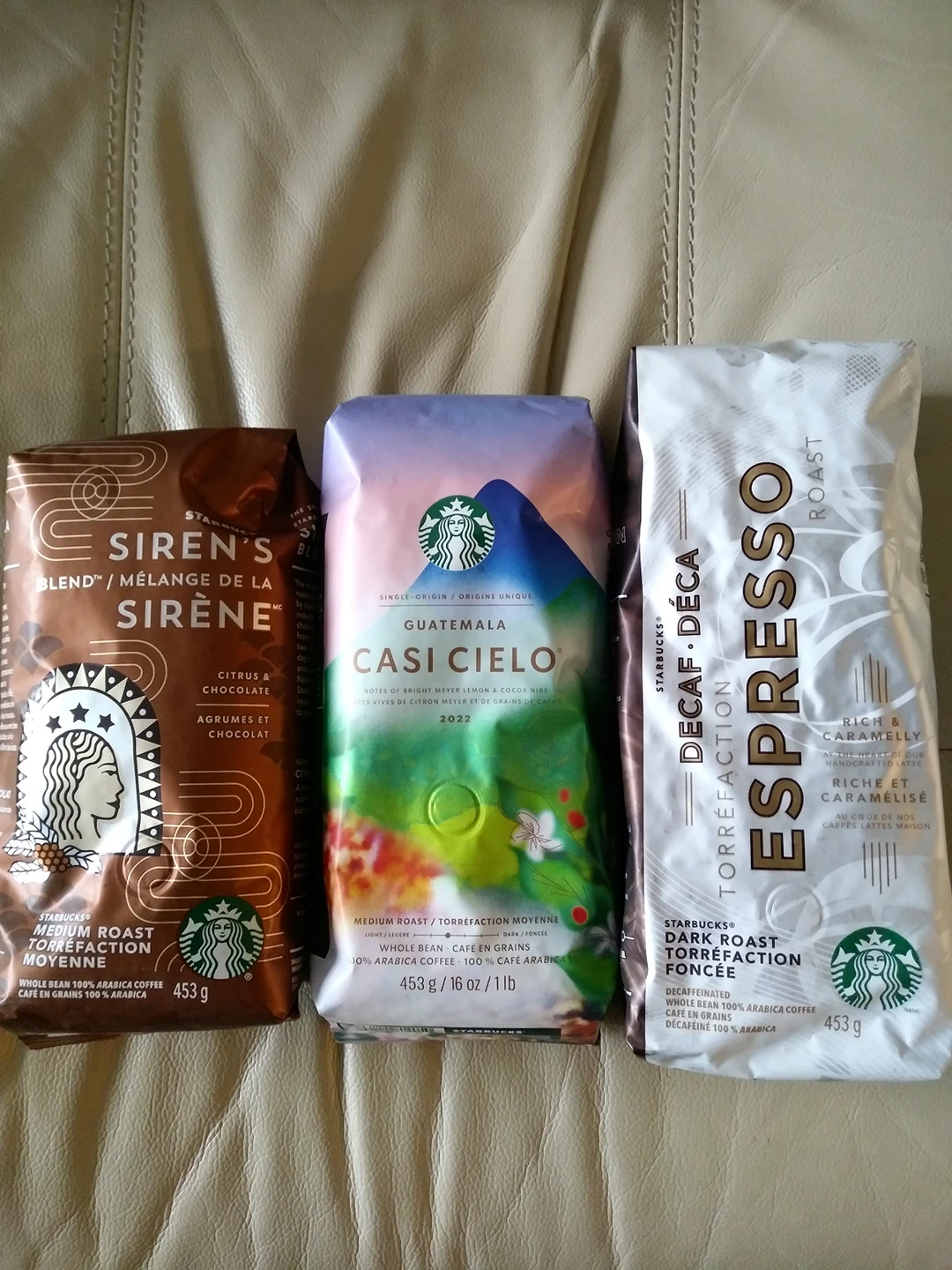 Starbucks coffee-2 x medium roast, 1 decaf