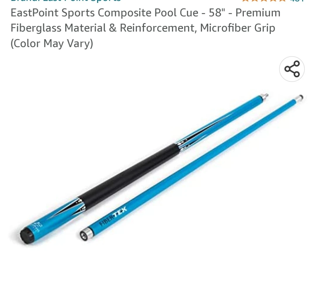 EastPoint Sports Composite Pool Cue - 58" - Premium Fiberglass thumbnail