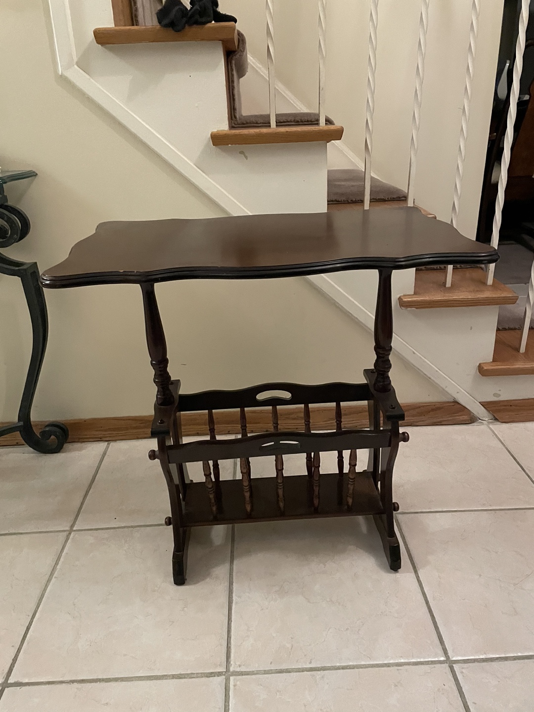 Antique Side Table and Magazine Holder! Solid Wood! image indicator(3)