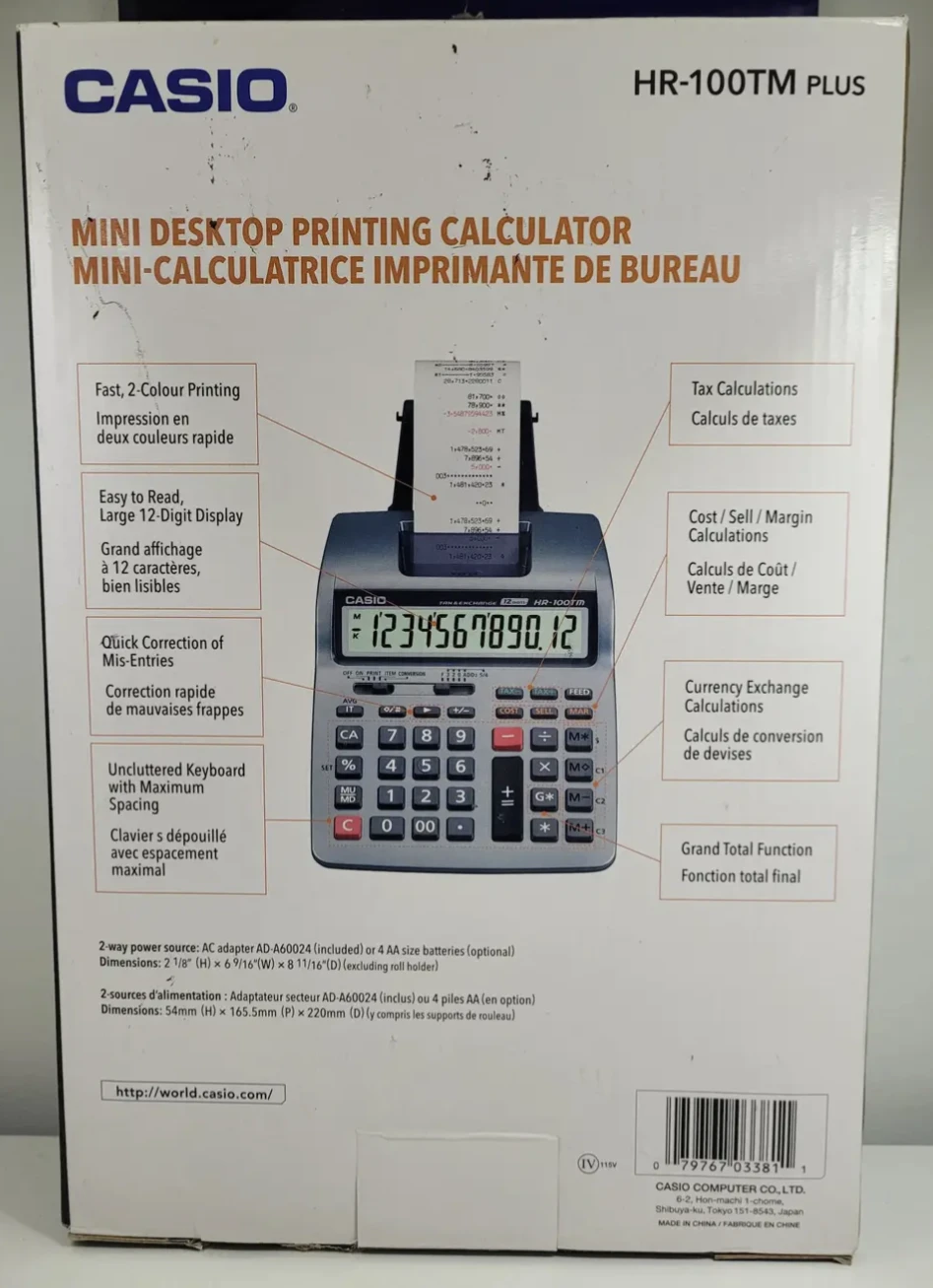 Casio HR-100TM 2-Color Printing Calculator - photo 2