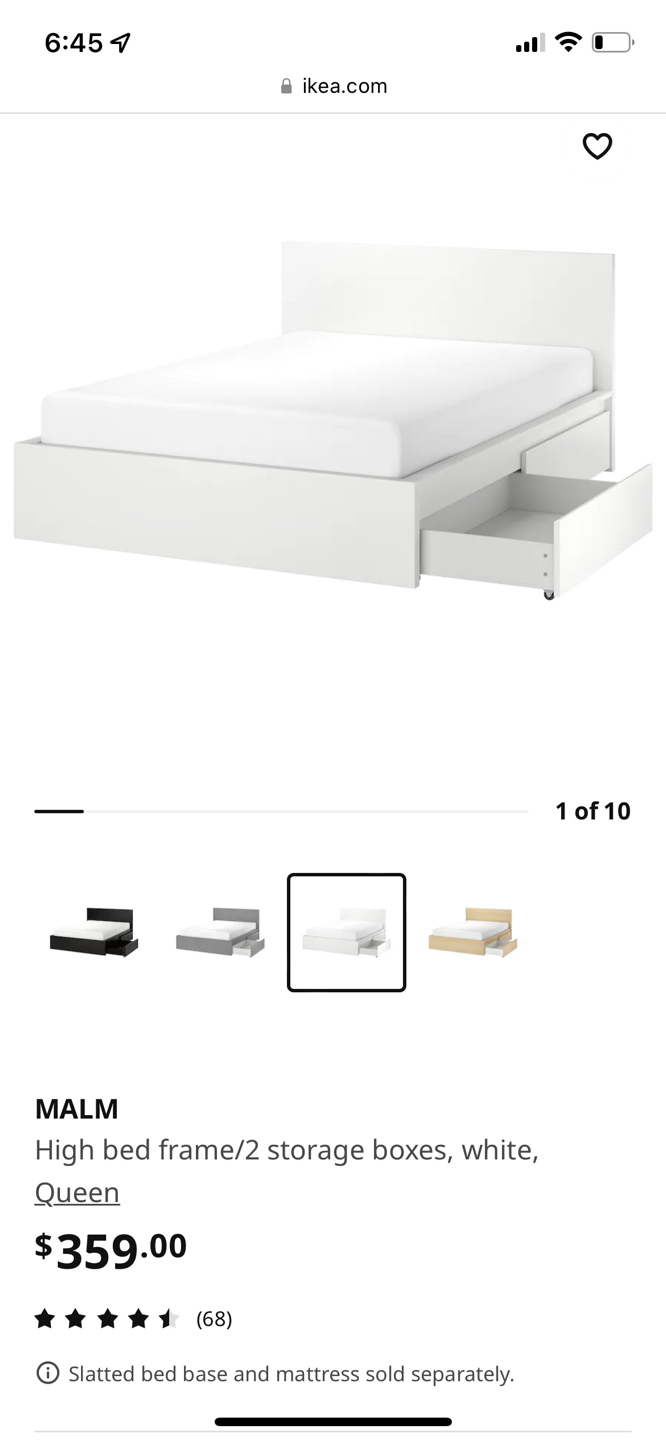 Ikea queen bed with 2 storage space - photo 2