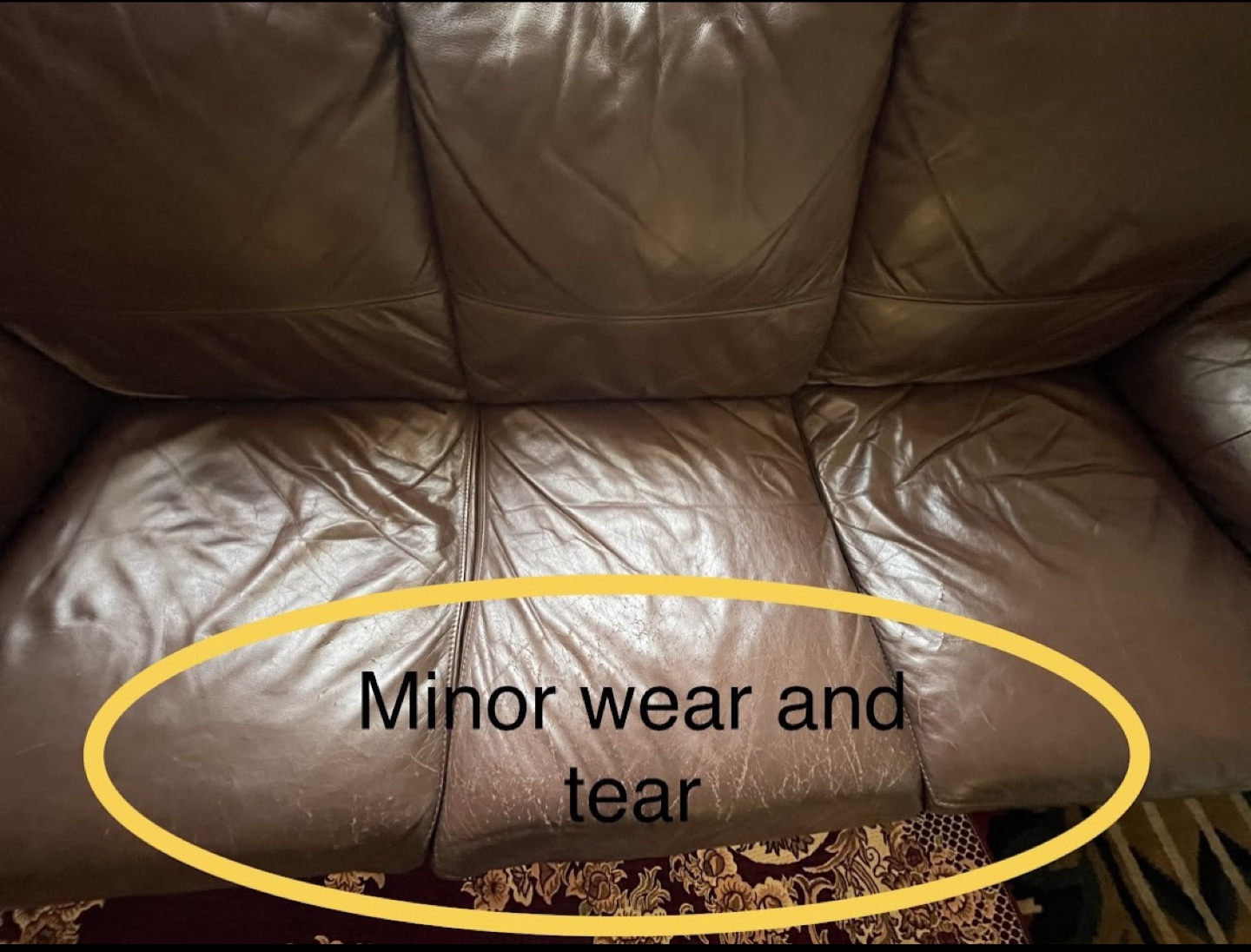 Genuine Brown Leather Couch - photo 3