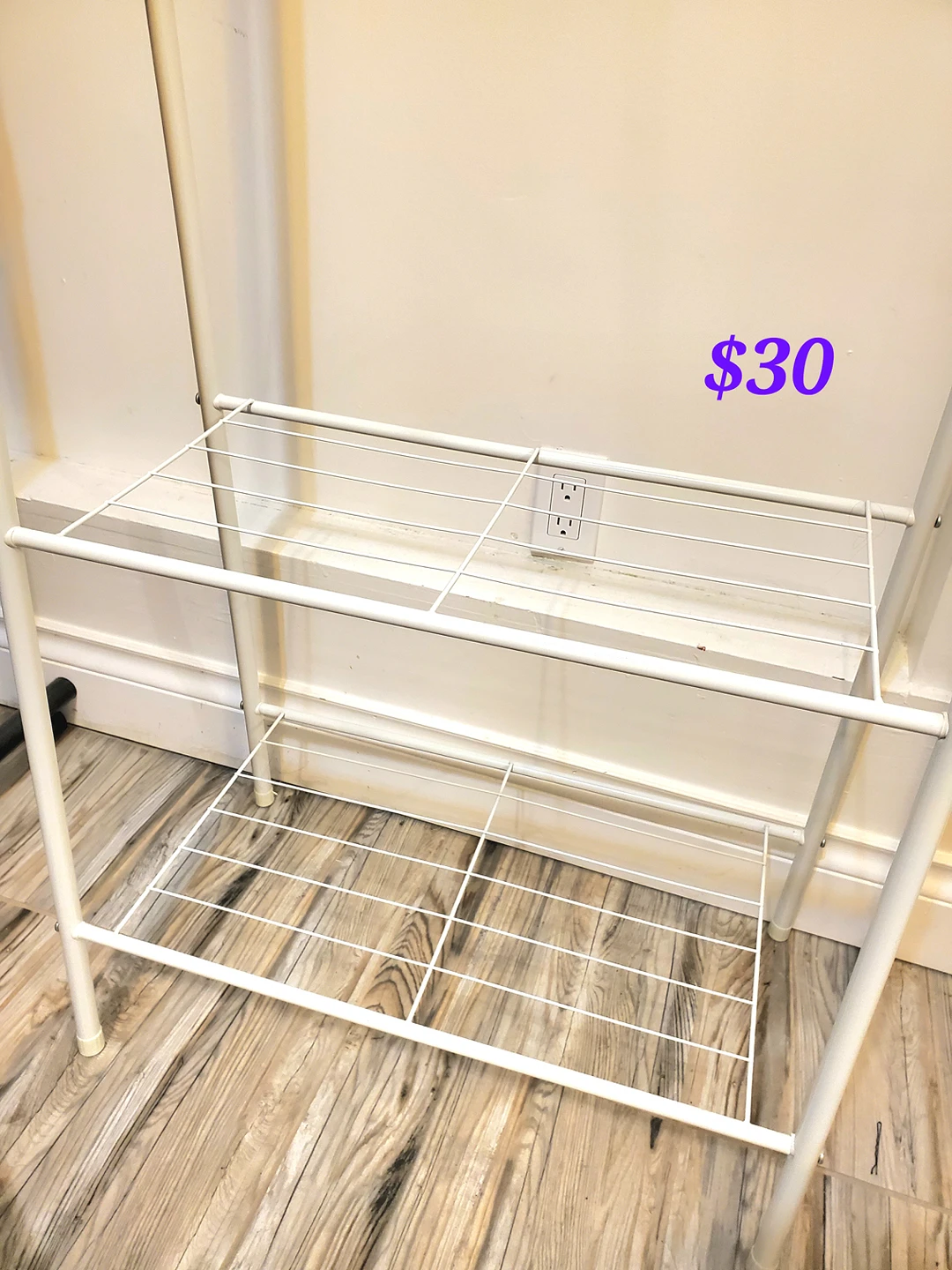 Metal clothing rack with 2-tier shelf - photo 2