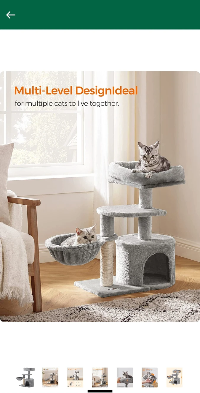 FEANDREA Cat Tree, Small Cat Tower, Cat Condo, - photo 4