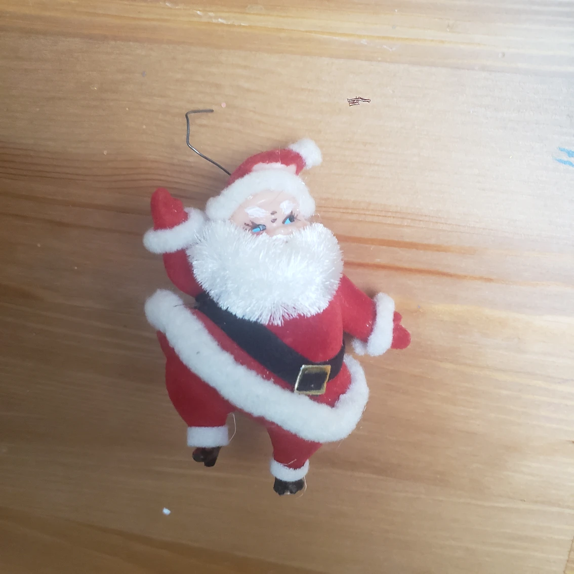 1960s Flocked Santa Ornament