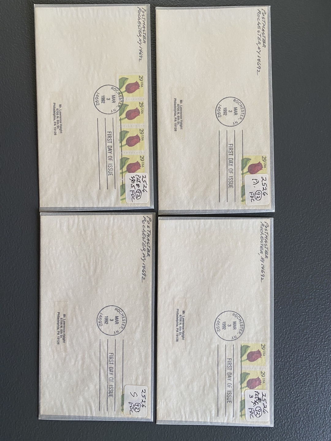4 USA FDC with 4 diff number of Scott 2526 stamps #freecycle thumbnail