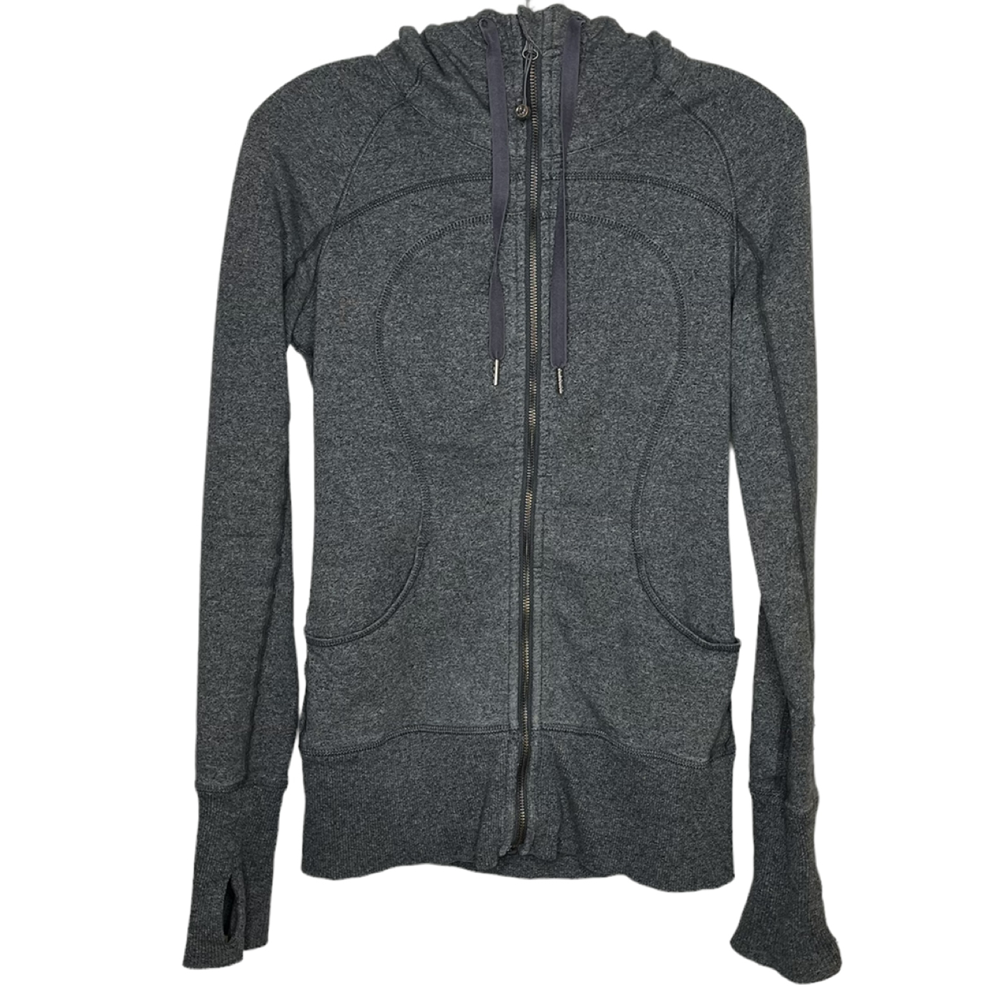 Lululemon Hooded Jacket Drawstring Hoodie Grey Black Marled thumbnail