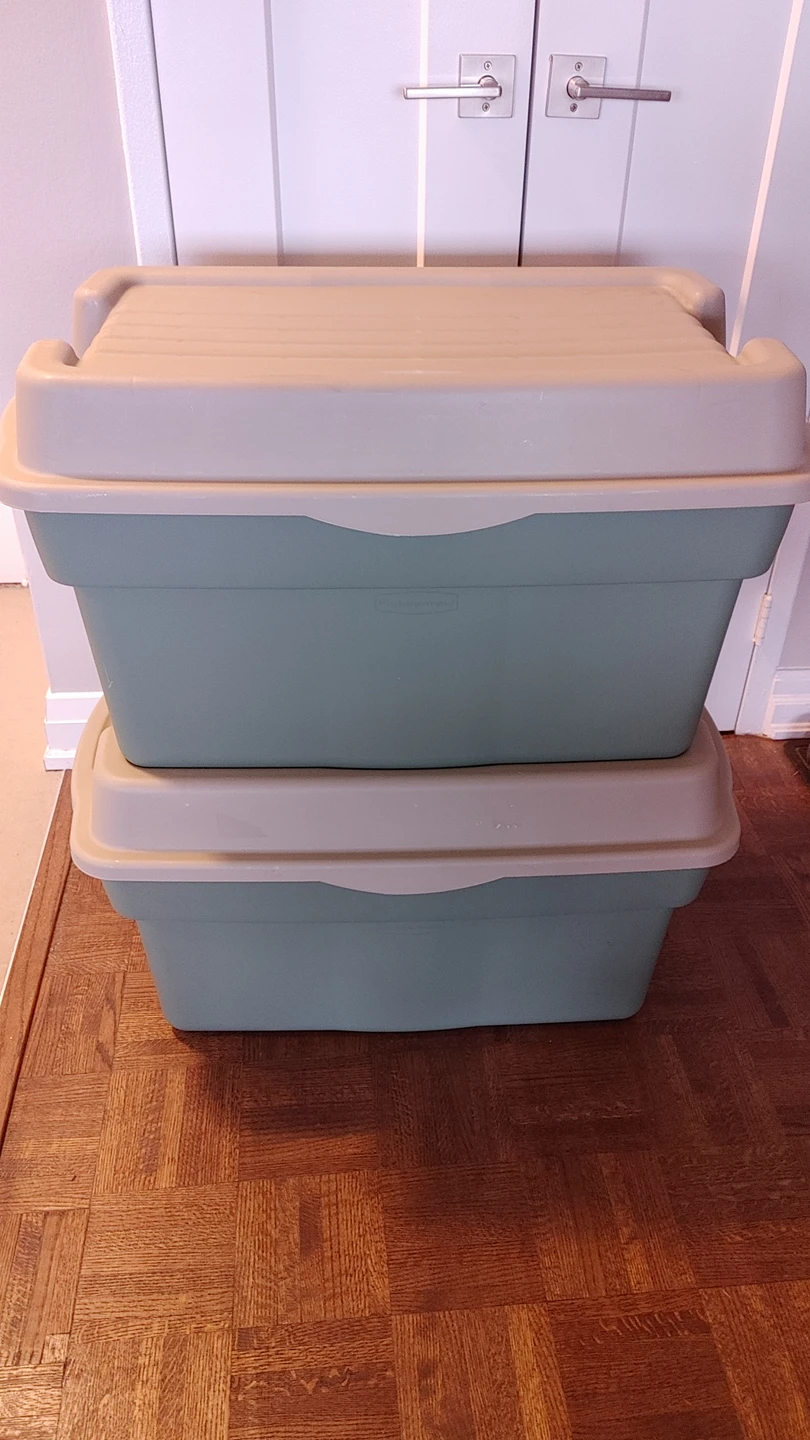 MOVING SALE! Large, stackable storage bins thumbnail