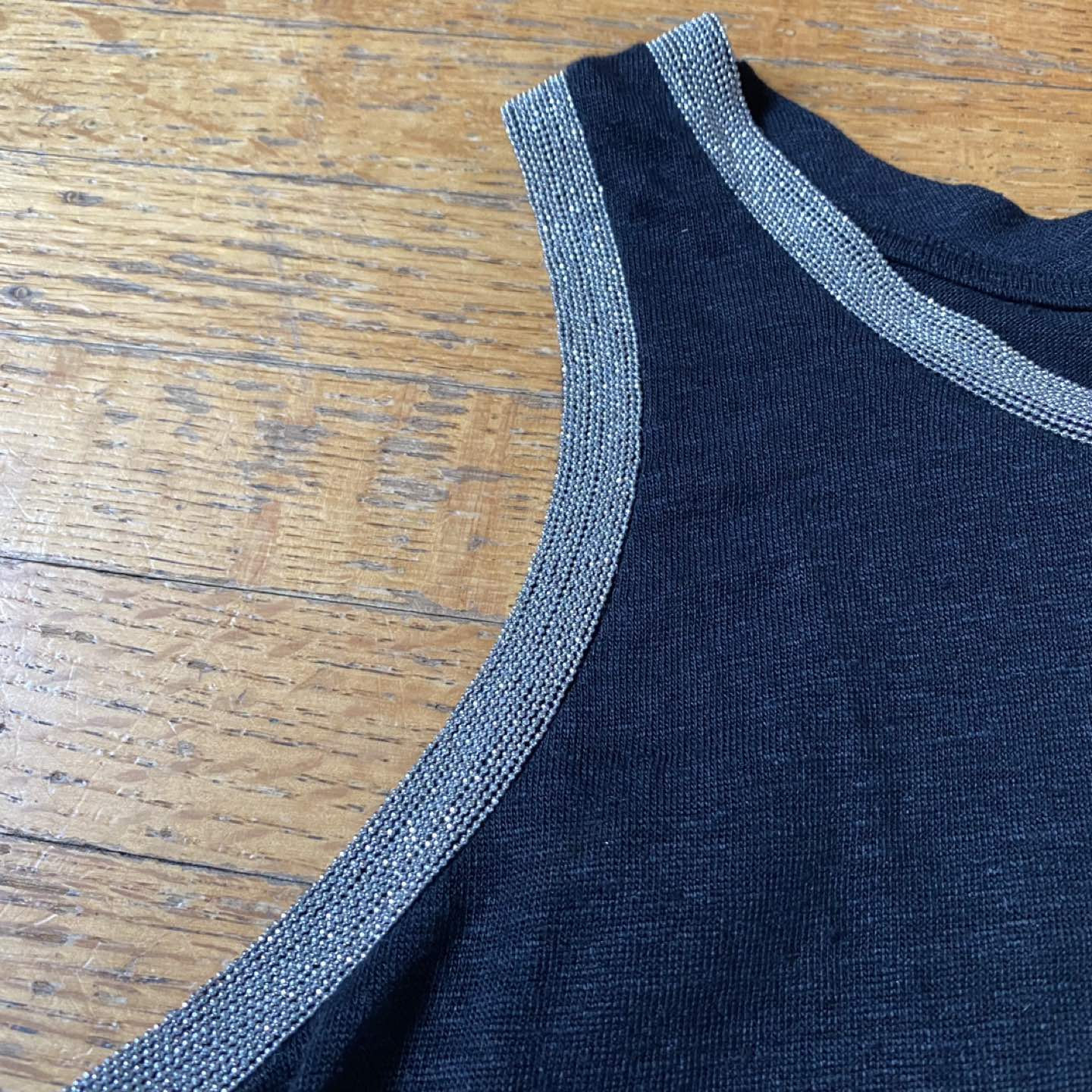 MAJE METALLIC EMBELLISHED LINEN TANK TOP sz 3 - photo 3