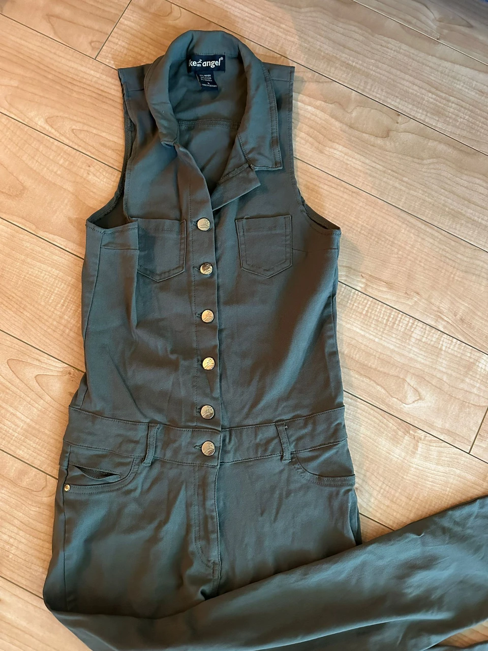 Olive Green Jumpsuit. thumbnail